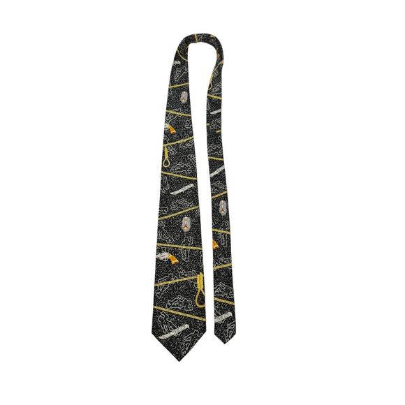 Wild Ties Crime Scene Clue Knife Gun Caution Tape Necktie - Picture 2 of 7